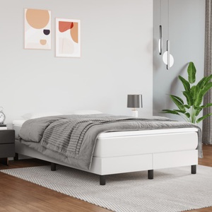 vidaXL, vidaXL Boxspringbett mit Matratze Weiß 120x200 cm Kunstleder