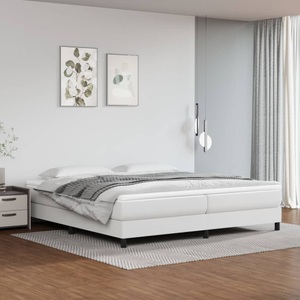 vidaXL, vidaXL Boxspringbett mit Matratze Weiß 200x200 cm Kunstleder, vidaXL Boxspringbett mit Matratze Weiß 200x200 cm Kunstleder