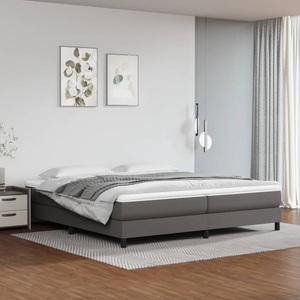 vidaXL, vidaXL Boxspringbett mit Matratze Grau 200x200 cm Kunstleder, vidaXL Boxspringbett mit Matratze Grau 200x200 cm Kunstleder