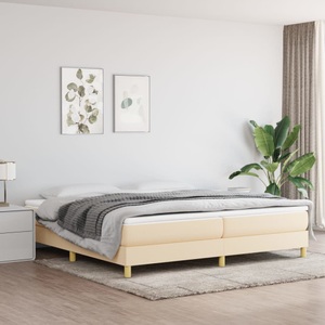 vidaXL, vidaXL Boxspringbett mit Matratze Creme 200x200 cm Stoff