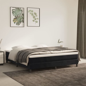 vidaXL, vidaXL Boxspringbett mit Matratze Schwarz 160x200 cm Samt, vidaXL Boxspringbett mit Matratze Schwarz 160x200 cm Samt