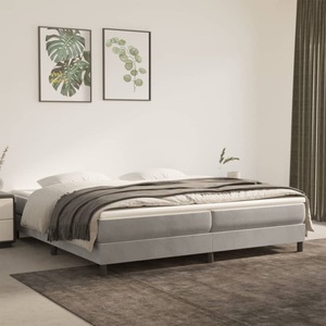 vidaXL, vidaXL Boxspringbett mit Matratze Hellgrau 200x200 cm Samt, vidaXL Boxspringbett mit Matratze Hellgrau 200x200 cm Samt