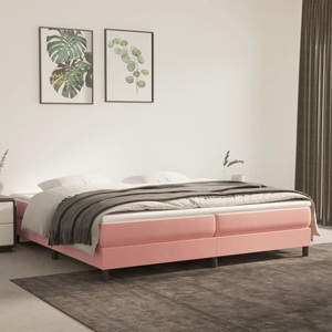 vidaXL, vidaXL Boxspringbett mit Matratze Rosa 200x200 cm Samt, vidaXL Boxspringbett mit Matratze Rosa 200x200 cm Samt