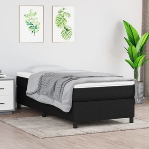 vidaXL, vidaXL Boxspringbett mit Matratze Schwarz 90x200 cm Stoff, vidaXL Boxspringbett mit Matratze Schwarz 90x200 cm Stoff