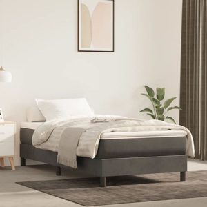 vidaXL, vidaXL Boxspringbett mit Matratze Dunkelgrau 90x190 cm Samt