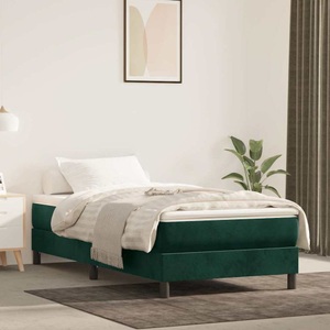 vidaXL, vidaXL Boxspringbett mit Matratze Dunkelgrün 90x200 cm Samt