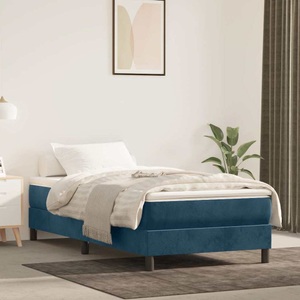 vidaXL, vidaXL Boxspringbett mit Matratze Dunkelblau 90x200 cm Samt