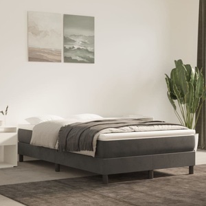 vidaXL, vidaXL Boxspringbett mit Matratze Dunkelgrau 120x200 cm Samt