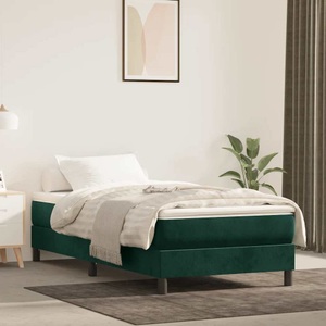 vidaXL, vidaXL Boxspringbett mit Matratze Dunkelgrün 120x200 cm Samt