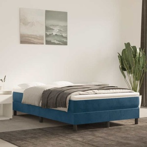 vidaXL, vidaXL Boxspringbett mit Matratze Dunkelblau 120x200 cm Samt