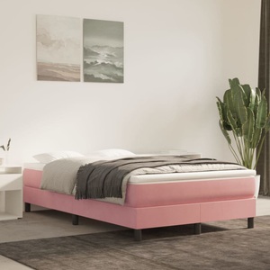 vidaXL, vidaXL Boxspringbett mit Matratze Rosa 120x200 cm Samt