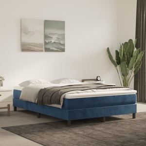 vidaXL, vidaXL Boxspringbett mit Matratze Dunkelblau 140x200 cm Samt, vidaXL Boxspringbett mit Matratze Dunkelblau 140x200 cm Samt