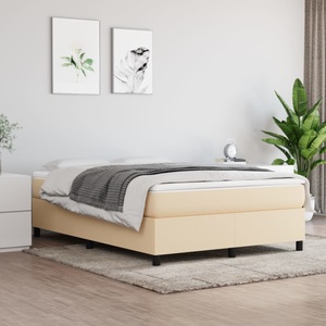 vidaXL, vidaXL Boxspringbett mit Matratze Creme 140x200 cm Stoff, vidaXL Boxspringbett mit Matratze Creme 140x200 cm Stoff