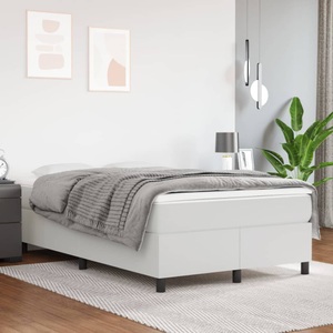 vidaXL, vidaXL Boxspringbett mit Matratze Weiß 120x200 cm Kunstleder