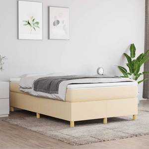 vidaXL, vidaXL Boxspringbett mit Matratze Creme 120x200 cm Stoff
