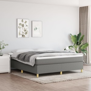 vidaXL, vidaXL Boxspringbett mit Matratze Dunkelgrau 160x200 cm Stoff, vidaXL Boxspringbett mit Matratze Dunkelgrau 160x200 cm Stoff