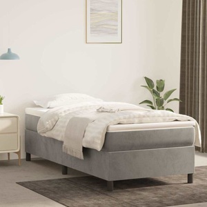 vidaXL, vidaXL Boxspringbett mit Matratze Hellgrau 90x190 cm Samt