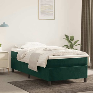 vidaXL, vidaXL Boxspringbett mit Matratze Dunkelgrün 90x190 cm Samt