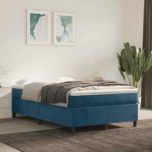 vidaXL, vidaXL Boxspringbett mit Matratze Dunkelblau 120x200 cm Samt