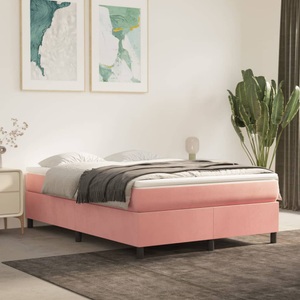 vidaXL, vidaXL Boxspringbett mit Matratze Rosa 140x200 cm Samt