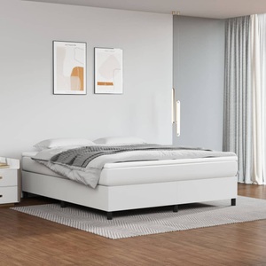 vidaXL, vidaXL Boxspringbett mit Matratze Weiß 160x200 cm Kunstleder, vidaXL Boxspringbett mit Matratze Weiß 160x200 cm Kunstleder