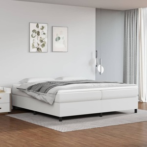 vidaXL, vidaXL Boxspringbett mit Matratze Weiß 200x200 cm Kunstleder, vidaXL Boxspringbett mit Matratze Weiß 200x200 cm Kunstleder
