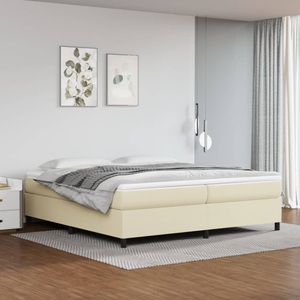 vidaXL, vidaXL Boxspringbett mit Matratze Creme 200x200 cm Kunstleder