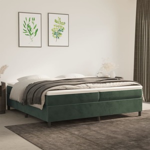 vidaXL, vidaXL Boxspringbett mit Matratze Dunkelgrün 200x200 cm Samt, vidaXL Boxspringbett mit Matratze Dunkelgrün 200x200 cm Samt