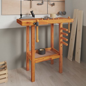 vidaXL, vidaXL Werkbank mit Schraubstöcken 92x48x83 cm Massivholz Akazie, 