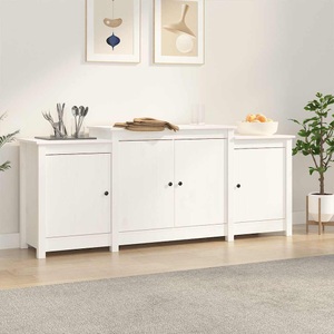 vidaXL, vidaXL Sideboard Weiß 164x37x68 cm Massivholz Kiefer, vidaXL Sideboard Weiß 164x37x68 cm Massivholz Kiefer