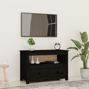 vidaXL, vidaXL TV-Schrank Schwarz79x35x52 cm Massivholz Kiefer, vidaXL TV-Schrank Schwarz79x35x52 cm Massivholz Kiefer