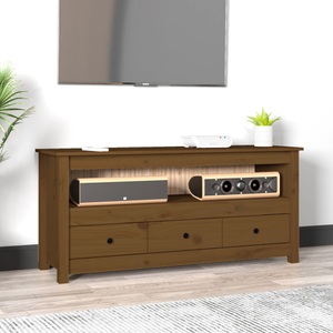 vidaXL, vidaXL TV-Schrank Honigbraun 114x35x52 cm Massivholz Kiefer, vidaXL TV-Schrank Honigbraun 114x35x52 cm Massivholz Kiefer