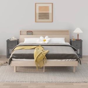 vidaXL, vidaXL Nachttische 2 Stk. Grau 40x35x61,5 cm Massivholz Kiefer, vidaXL Nachttische 2 Stk. Grau 40x35x61,5 cm Massivholz Kiefer