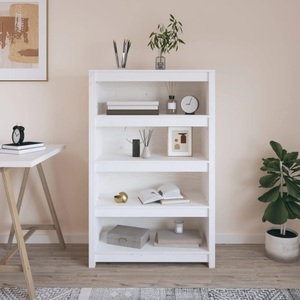 vidaXL, vidaXL Bücherregal Weiß 80x35x126 cm Massivholz Kiefer