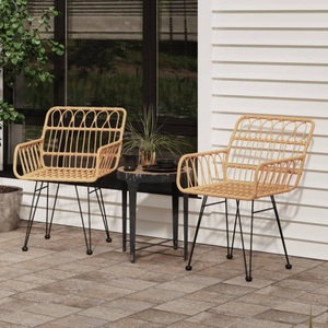 vidaXL, vidaXL Gartenstühle 2 Stk. mit Armlehnen 56x64x80 cm PE-Rattan, vidaXL Gartenstühle 2 Stk. mit Armlehnen 56x64x80 cm PE-Rattan