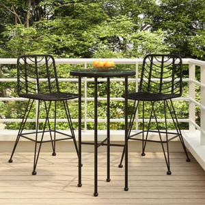 vidaXL, vidaXL Barhocker 2 Stk. Schwarz 45x56x103,5 cm PE-Rattan und Stahl, vidaXL Barhocker 2 Stk. Schwarz 45x56x103,5 cm PE-Rattan und Stahl