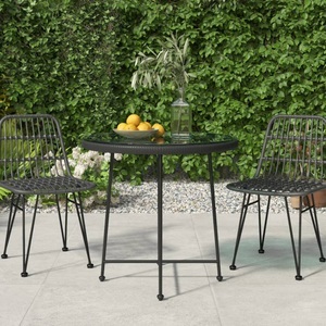 vidaXL, vidaXL Esstisch Schwarz Ø80 cm Hartglas und Stahl