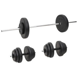 vidaXL, vidaXL Langhantel und Kurzhantel mit Gewichten 60 kg