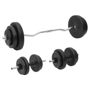 vidaXL, vidaXL Langhantel und Kurzhantel mit Gewichten 60 kg