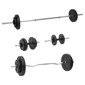 vidaXL, vidaXL Langhantel und Kurzhantel mit Gewichten 60 kg