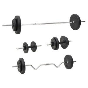vidaXL, vidaXL Langhantel und Kurzhantel mit Gewichten 60 kg