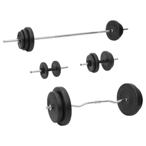 vidaXL, vidaXL Langhantel und Kurzhantel mit Gewichten 90 kg, vidaXL Langhantel und Kurzhantel mit Gewichten 90 kg