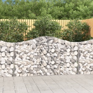vidaXL, vidaXL Gabionen mit Hochbogen 8 Stk. 200x30x100/120cm Verzinktes Eisen, 