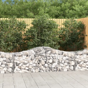 vidaXL, vidaXL Gabionen mit Hochbogen 12 Stk. 200x50x60/80 cm Verzinktes Eisen, 