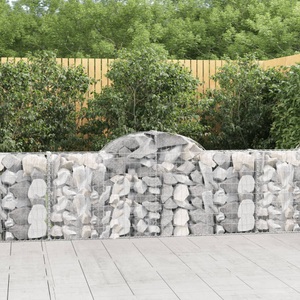 vidaXL, vidaXL Gabionen mit Hochbogen 4 Stk. 200x30x80/100 cm Verzinktes Eisen, vidaXL Gabionen mit Hochbogen 4 Stk. 200x30x80/100 cm Verzinktes Eisen