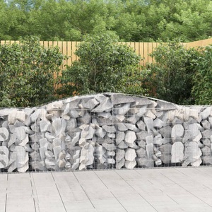 vidaXL, vidaXL Gabionen mit Hochbogen 7 Stk. 400x50x80/100cm Verzinktes Eisen