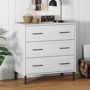 vidaXL, vidaXL Sideboard OSLO mit 3 Schubladen Weiß 77x40x79,5 cm Massivholz