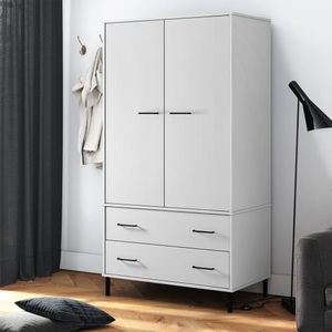 vidaXL, vidaXL Kleiderschrank OSLO Metallbeine Weiß 90x55x172,5 cm Massivholz, vidaXL Kleiderschrank OSLO Metallbeine Weiß 90x55x172,5 cm Massivholz