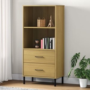 vidaXL, vidaXL Bücherregal OSLO 2 Schubladen Braun 60x35x128,5 cm Massivholz, vidaXL Bücherregal OSLO 2 Schubladen Braun 60x35x128,5 cm Massivholz