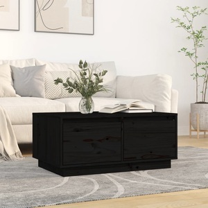 vidaXL, vidaXL Couchtisch Schwarz 80x50x35 cm Massivholz Kiefer, 